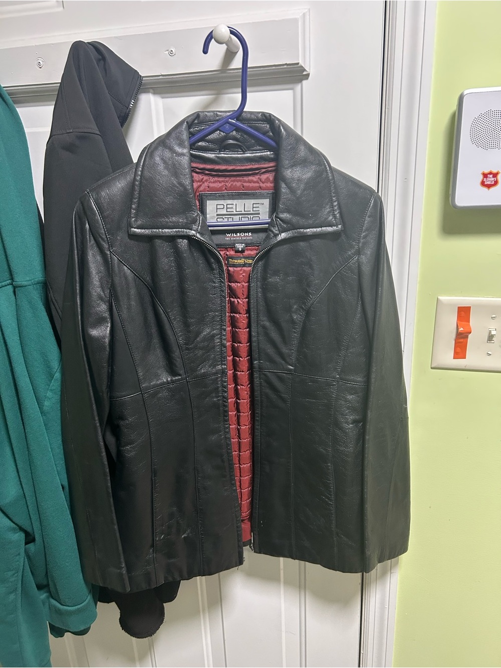 Wilson Black Leather Jacket with Red Quilted Lining
